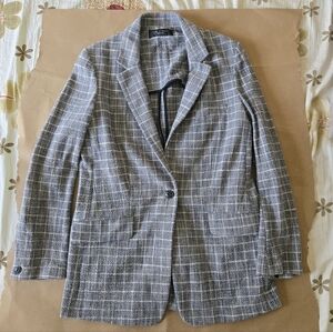Rag & Bone Womens Ames Blazer Deconstructed Check Gray Size 6 (READ DESC)